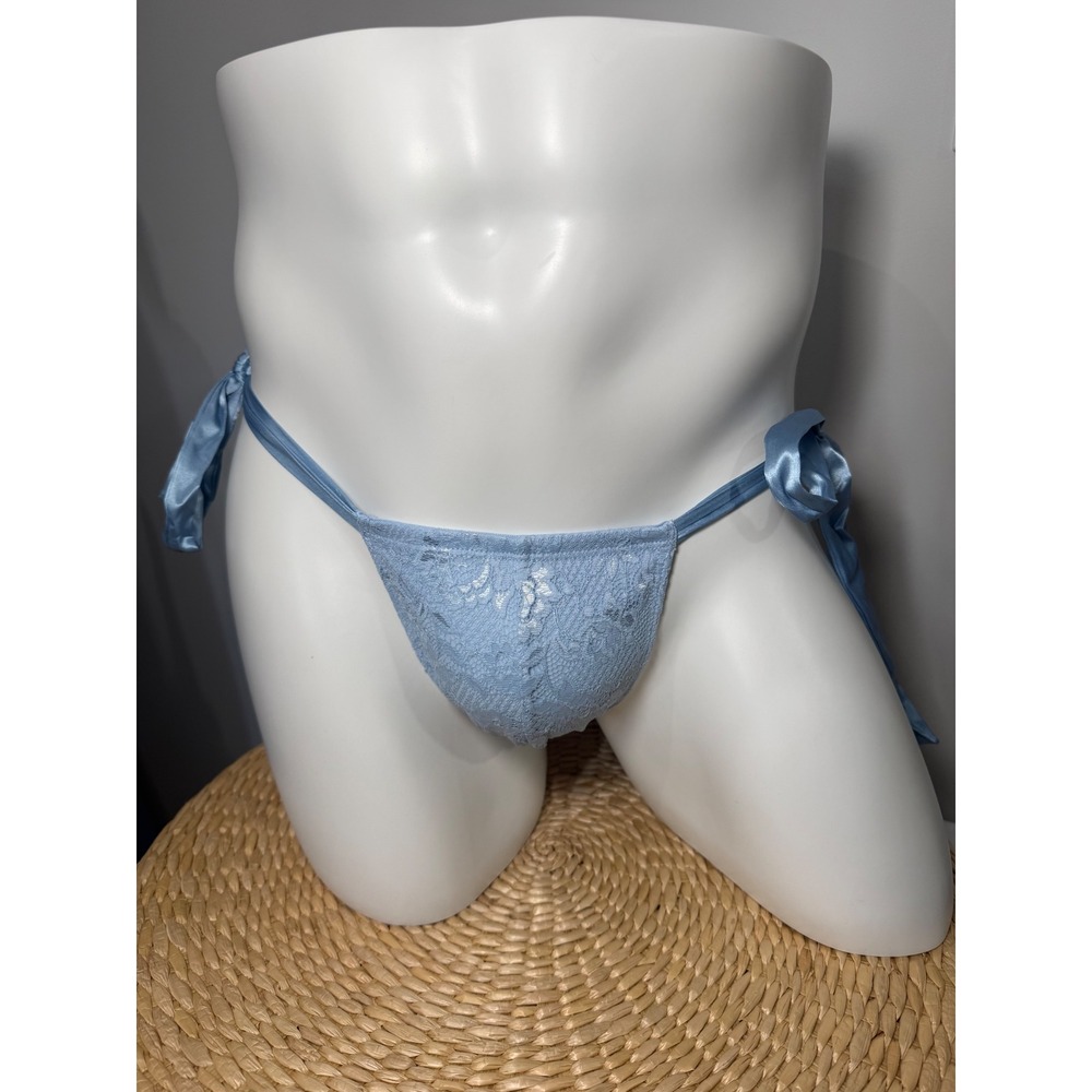 Cosabella Never Say Never Men's Italian Thong Aasmani Blue Silk Ties S NWT - Picture 4 of 16